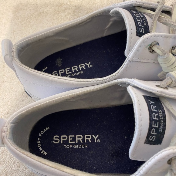 WORN ONCE Sperry Women’s White Leather Casual Sneakers. SZ 7 - Picture 3 of 4